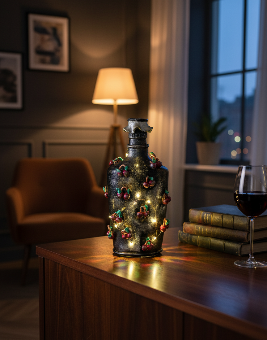 Hand-Sculpted 'Sweet Cherry' Decorative Vase