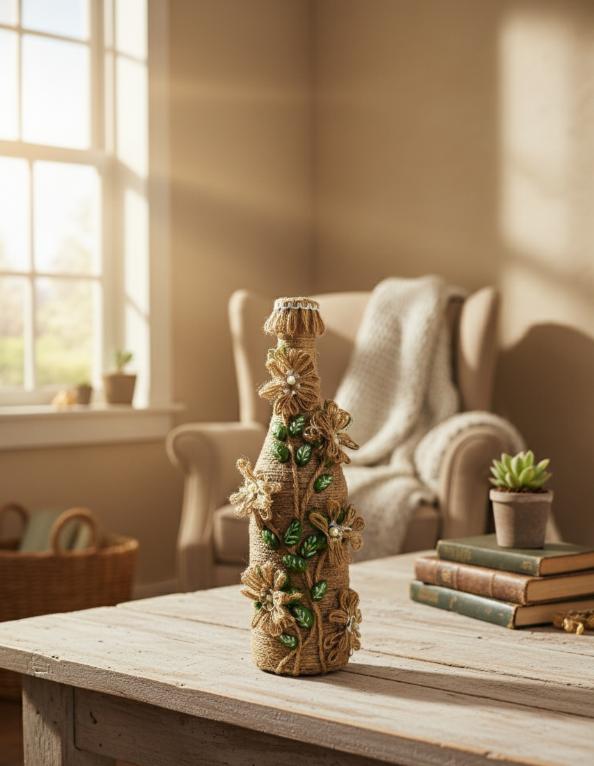 Handcrafted Jute Blooms Twine Wrapped Vase