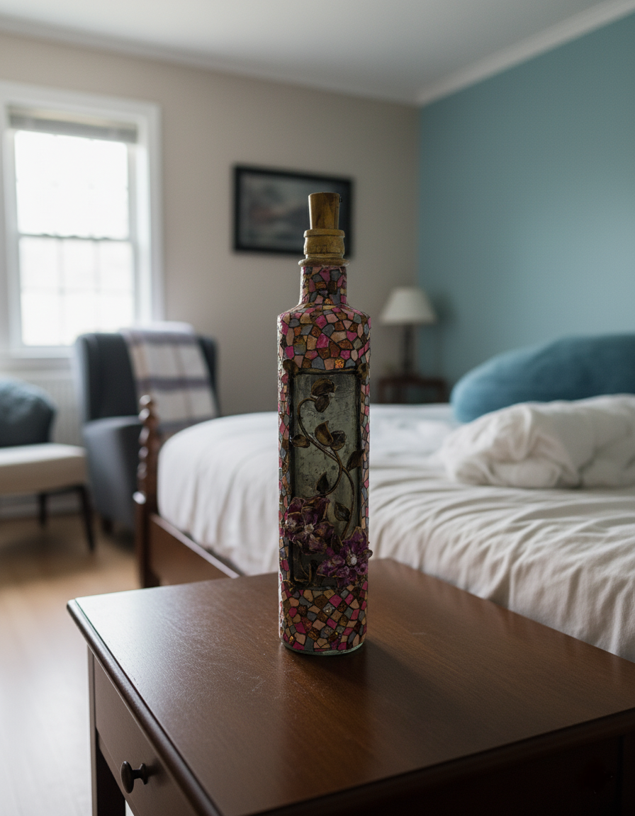 Floral Mosaic LED Bottle Lamp