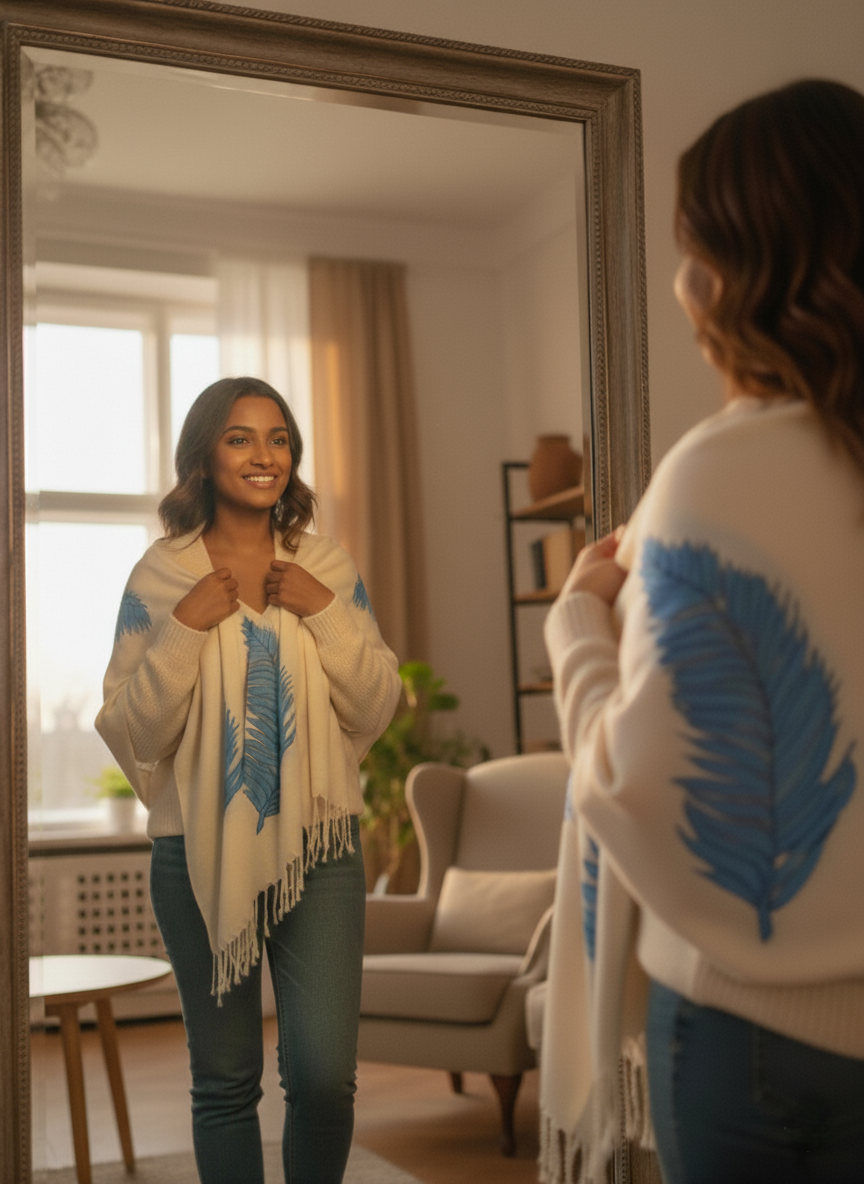 Whispers of Blue Handcrafted Shawl